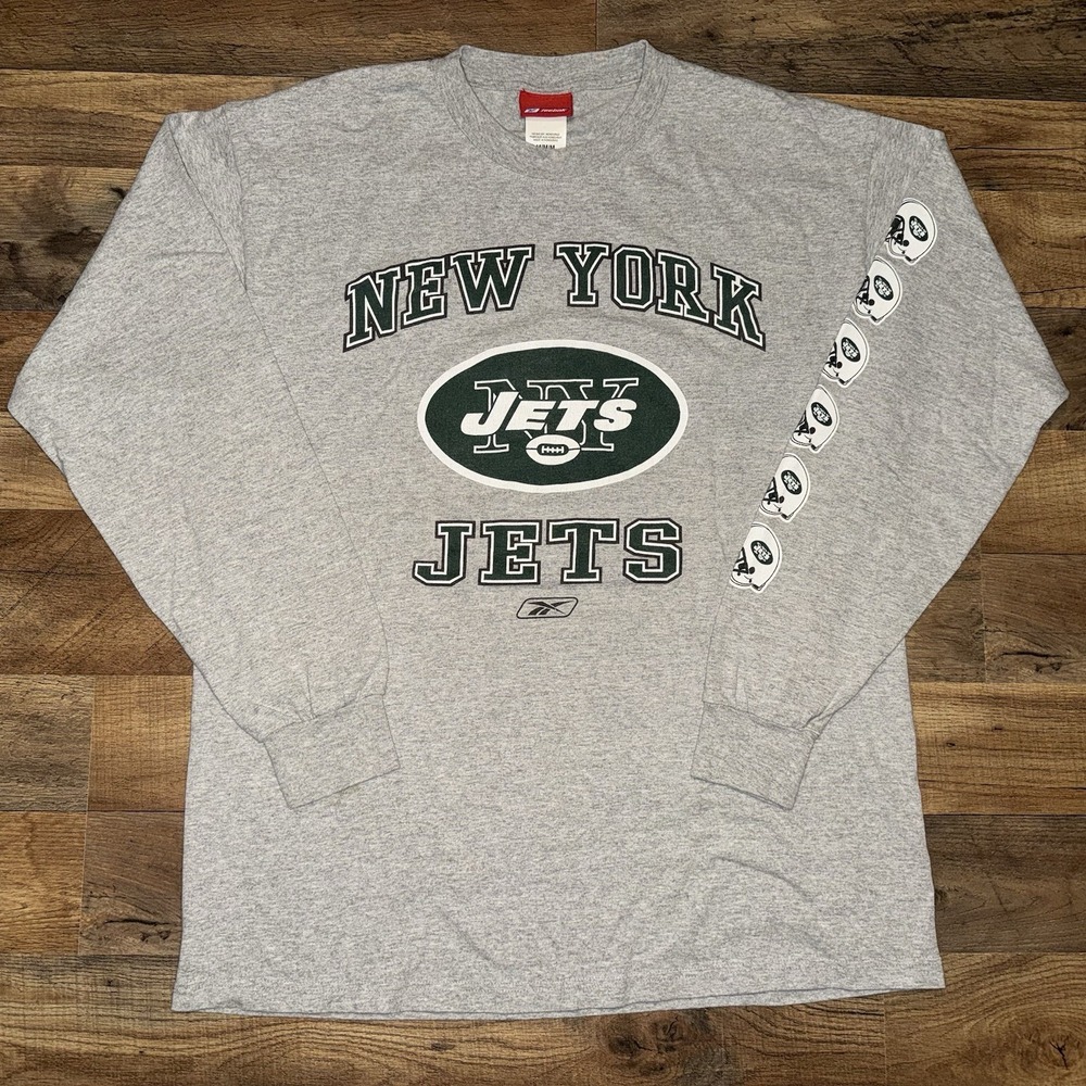 Vintage Reebok New York Jets Long Sleeve‎ Gray T Shirt Size M